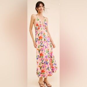 Farm Rio Sand Fairies Slip Midi Dress Sz Medium Coastal Lace Bohemian Fairy new